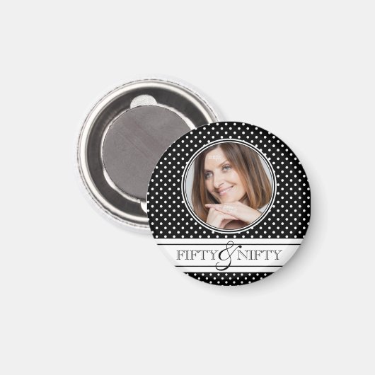 Knap bij 50 Polka Dot Photo Keepsake Magneet (Voorkant / Achterkant)