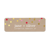 Knap bruuske confetti bederft gouden rode roze kra etiket (Voorkant)