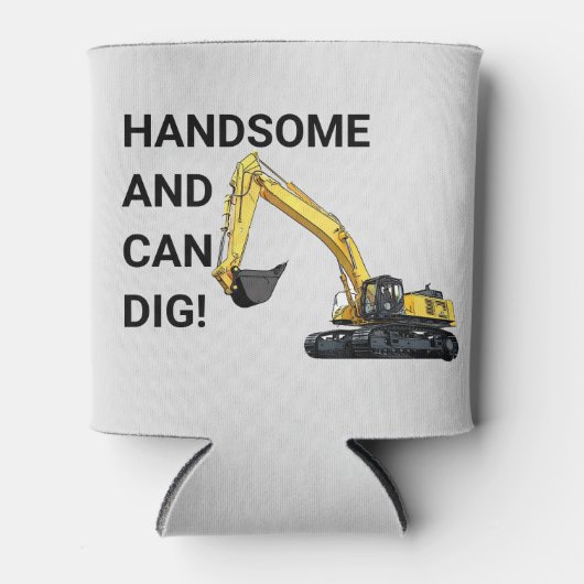 Knap en Kan Graven Graafmachine Bouw Grappig Blikjeskoeler (Voorkant)