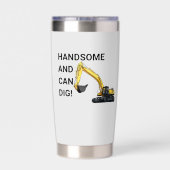 Knap en Kan Graven Graafmachine Bouw Grappig Geïsoleerde Drinkbeker (Achterkant)