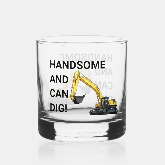 Knap en Kan Graven Graafmachine Bouw Grappig Whisky Glas (Voorkant)