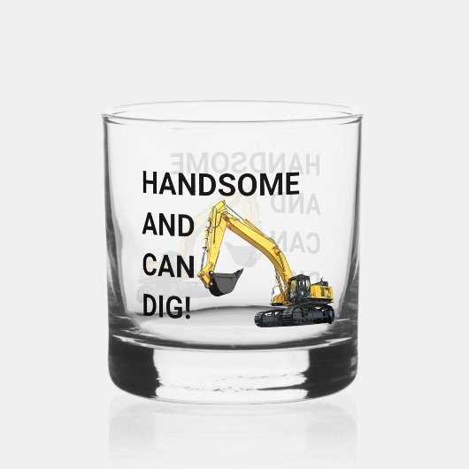 Knap en Kan Graven Graafmachine Bouw Grappig Whisky Glas (Achterkant)