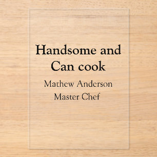 Knap en kan koken en naam toevoegen master chef da acryl uitnodigingen