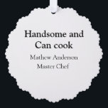 Knap en kan koken en naam toevoegen master chef da ornament kaart<br><div class="desc">ontwerp</div>