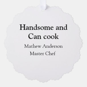 Knap en kan koken en naam toevoegen master chef da ornament kaart