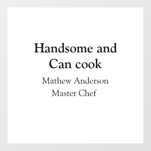 Knap en kan koken en naam toevoegen master chef da raamsticker (Vel)