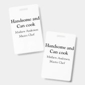 Knap en kan koken voeg naam masterchef datum toe badge (Voor- en achterkant)