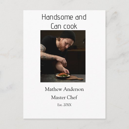 Knap en kan koken voeg naam masterchef datum toe briefkaart (Voorkant)
