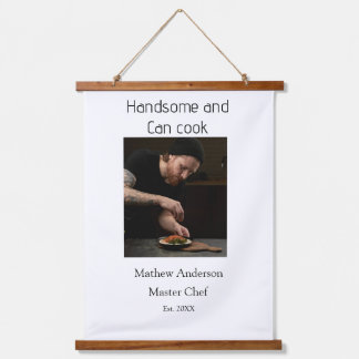 Knap en kan koken voeg naam masterchef datum toe hangend wandkleed