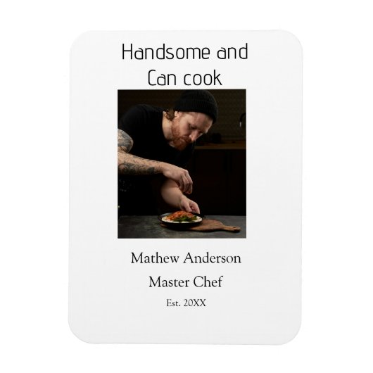 Knap en kan koken voeg naam masterchef datum toe magneet (Verticaal)