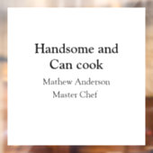 Knap en kan koken voeg naam masterchef datum toe raamsticker (Vel 2)