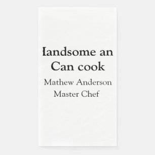 Knap en kan koken voeg naam masterchef datum toe servet