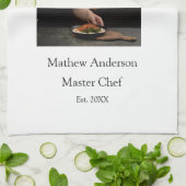 Knap en kan koken voeg naam masterchef datum toe theedoek (Gevouwen)
