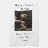 Knap en kan koken voeg naam masterchef datum toe theedoek (Verticaal)