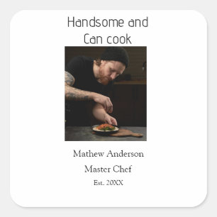Knap en kan koken voeg naam masterchef datum toe vierkante sticker