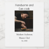 Knap en kan koken voeg naam masterchef datum toe wijn etiket (Enkel label)