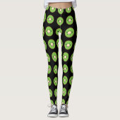 knap kawaii kiwi - fruitpatroon zwart leggings (Voorkant)