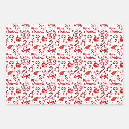 Knap kerstblad met papiervulling Blad set van 3 Inpakpapier Vel (Voorkant 3)