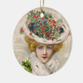 Knap kerstdame keramisch ornament (Links)