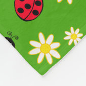 knap ladybug- en daisy-bloempatroon groen fleece deken (Hoek)