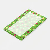 knap ladybug- en daisy-bloempatroon groen post-it® notes (Schuin)