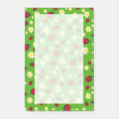 knap ladybug- en daisy-bloempatroon groen post-it® notes (Voorkant)