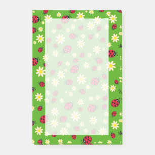 knap ladybug- en daisy-bloempatroon groen post-it® notes
