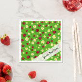 knap ladybug- en daisy-bloempatroon groen servetten (Insitu)