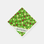 knap ladybug- en daisy-bloempatroon groen servetten (Hoek)