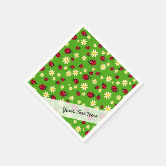 knap ladybug- en daisy-bloempatroon groen servetten (Hoek)