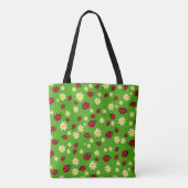knap ladybug- en daisy-bloempatroon groen tote bag (Achterkant)