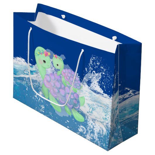 Knap mammie en baby schildpad  groot cadeauzakje (Voorkant Gekanteld)