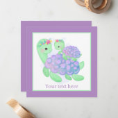 Knap mammie en baby schildpad notitiekaartje (Voorkant / Achterkant in situ)