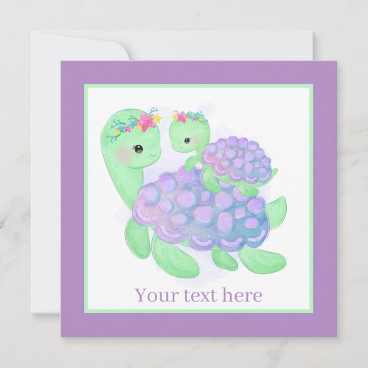 Knap mammie en baby schildpad notitiekaartje (Voorkant)