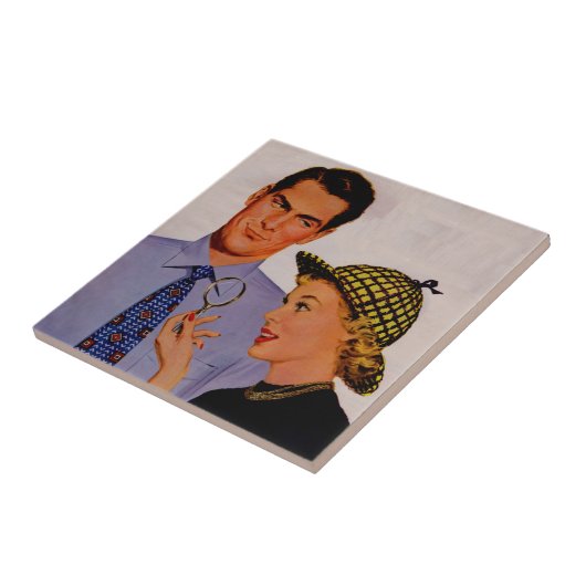 Knap man en vrouw mevrouw Arlene Sherlock Holmes Tegeltje (Zijkant)