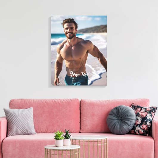 Knap Man op een strand Canvas Afdruk (Insitu (Woonkamer))