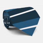 Knap marineblauw met witte strepen stropdas (Opgerold)