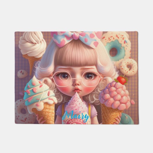Knap meisje van Kawaii met ijsjes Deurmat (Voorkant)