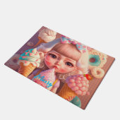 Knap meisje van Kawaii met ijsjes Deurmat (Schuin)