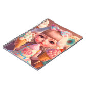 Knap meisje van Kawaii met notitieboek ijsjes (Linkerzijde)