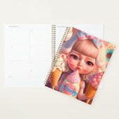 Knap meisje van Kawaii met notitieboek ijsjes (Display)