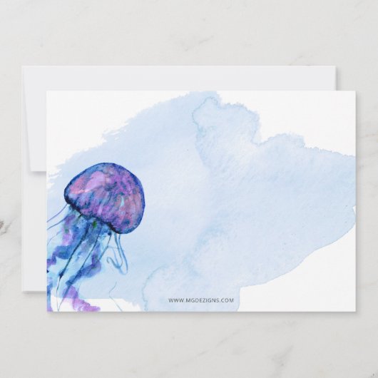 Knap onder het zee kwallen baby shower kaart (Achterkant)