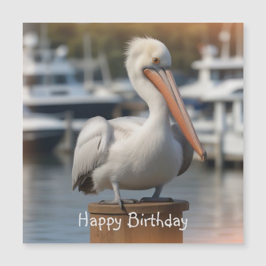 Knap Pelican Birthday Magnetische Kaart (Voorkant)