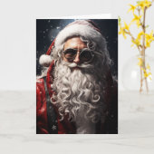 Knap Santa Portret Kaart (Gele Bloem)