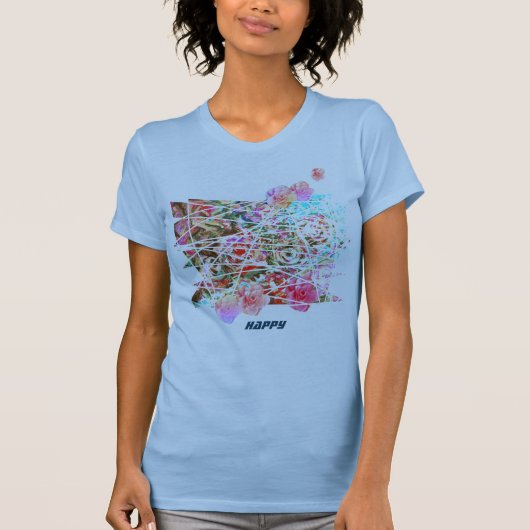Knap T-shirt met halfabstracte bloemen (Voorkant)