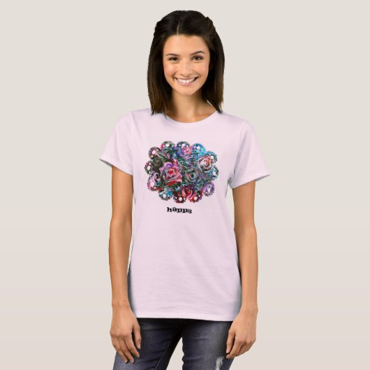 Knap T-shirt met semiabstracte rozen (Voorkant volledig)
