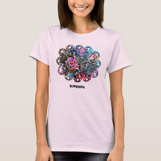 Knap T-shirt met semiabstracte rozen (Voorkant)