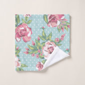 Knap vrouwelijk roos met stippen blauw patroon bad handdoek (Wasdoekje)