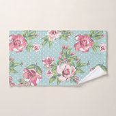 Knap vrouwelijk roos met stippen blauw patroon bad handdoek (Handdoek)