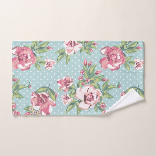 Knap vrouwelijk roos met stippen blauw patroon bad handdoek (Handdoek)